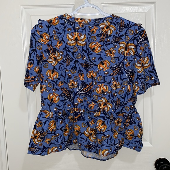 Zara | NWOT: Woman’s Floral Print Ruffle Peplum Style Shirt - Size Small - Picture 2 of 12